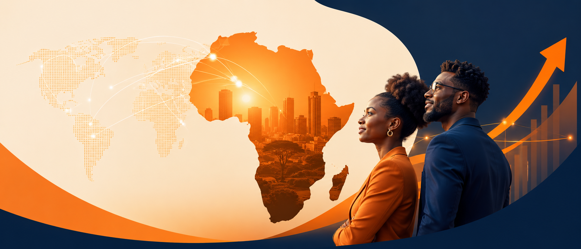 Africa Day economic growth and African diaspora impact on Africas future with global finance connection and remittance concept