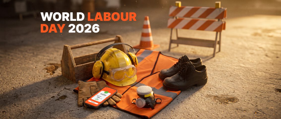 Global workers' hands holding a glowing earth with a smartphone showing the Remit Choice app for Labour Day 2026.